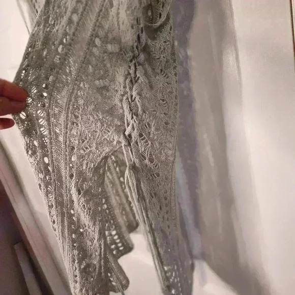 Grey | Crochet Knitted | Tassel Tie | Tunic| Beachwear | Swimsuit Coverup | OS - Picture 7 of 7